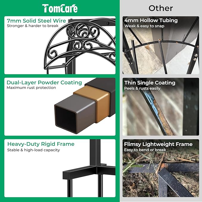 TomCare Garden Hose Holder Upgraded Water Hose Holder Heavy Duty 4 Spikes Hose Hanger Holds 160 Feet Hoses Stable Freestanding Hose Storage Organizer for Outside Yard