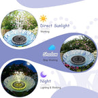 Yzert Solar Fountain Colorful Ring Lights, 2026 3.5W Solar Water Fountain with 2000mah Battery, Solar Fountain Pump for Bird Bath, Pond, Pool, Outdoor