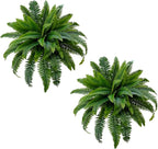 Senjie Artificial Boston Fern 2 Set Large 55 Branches Fake Ferns for Outdoors 34Inch Faux Plant for Home Living Room Office Decor
