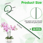 Unves 12 Pack Plant Stakes, 15.75 Inch Green Single Stem Flower Garden Plant Support with 100 Pcs Twist Ties, Plants Cage Support Rings for Amaryllis Orchid Peony Rose