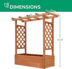 Outvita Raised Garden Bed with Trellis, Wood Planter Box with Hanging Roof, Side Trellis and Drainage Holes, Above Ground Elevated Garden Bed for Outdoor Climbing Plants Vines Vegetables (Teak Color)