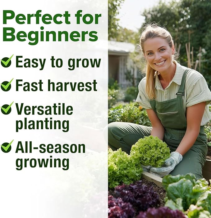 HOME GROWN 21,700+ Lettuce Seeds for Planting - 20 Heirloom Varieties, Non-GMO USA - Romaine, Butterhead, Iceberg, Leaf Lettuce, Spinach & Kale - Indoor, Outdoor & Hydroponic Garden Kit