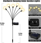 ZFNN Solar Lights Outdoor Garden – 6 Pack 36 LEDs Solar Firefly Lights, Swaying Lights Waterproof, Solar Decorations for Yard Patio Pathway Lawn Gardening Gifts - 6 Pack