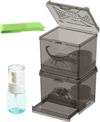 Spider Habitat Kit - Ready-to-Use Box for Small Insects,Dubia Roach, Cockroaches, Crickets, Scorpions, Centipedes, Mantises & Snails 3.74''x3.15''x3.35''(No Assembly Needed)