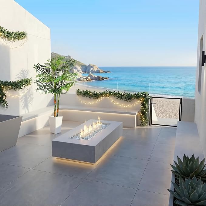 5FT Artificial Palm Tree Tall Plant with Planter & Moss, Realistic 2-Trunk Artificial Tree with Lights, Lifelike Leaves Fake Palm Tree, Low Maintenance Palm Tree Decor for Home Office Living Room