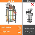 TORACK Garden Tool Stand with Wheels, Rakes Shovels Holder Yard Tools Organizer for Garage, Garden, Shed Indoor/Outdoor Long-Handled Tools Cart(Tool stand)