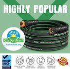 Heavy Duty Garden Hose 25 ft, NON-EXPANDABLE Water Hose with 10 Function Spray Nozzle, Lightweight Kink-less Hybrid Hose with Swivel Handle, Male to Female Fittings