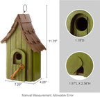 Glitzhome Birdhouses for Outdoors, Green Hand Painted Garden Wooden Bird House with Single Roof Hanging Bird House for Outside