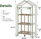 Bamworld 23 x 17 x 54-Inch Mini Greenhouses with Wheels Portable Green House with PE Cover Sturdy Eucalyptus Wood Frame Small Greenhouse for Winter Plant Frost Protection with Sturdy Eucalyptus Frame
