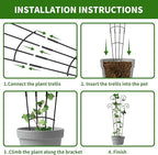 4 Pack 30 InchTaller Plant Trellis for Potted Climbing Plants Indoor,Expandable Metal Garden Trellis for Climbing Plants, Flowers Vine Ivy, Sturdy Houseplant Support for Potted Plants with Ties