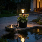 Solar Outdoor Floor Lamps with Planter, 2 in 1 Waterproof LED Solar Lamps Post Light, Matte Black Outdoor Flower Pots, Outdoors Lamps for Patio, Backyard, Pathway, Garden, Lawn (2PCS)