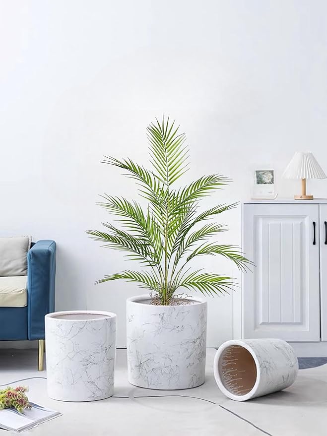 3FT Large Artificial Plants in Pot Fake Palm Tree with Black Tall Planter, Faux Tropical Areca Floor Plant, Silk Plant for Home Office Green Porch Garden Outdoor Living Room Decor Indoor