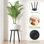 Wood Plant Stands Indoor, 16.7" Tall Plant Stand Outdoor Mid-Century Plant Stool, Single Plant Table Modern Small Round Side/End Table for Living Room, Balcony, Office(Black)