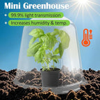 RooTrimmer 13 Inch Humidity Domes Garden Cloches for Plant Protection, Protectors from Animals, Garden Clear Plant Cover with Ventilation Holes 5 Pack