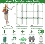 67 x 50 Cucumber Trellis for Raised Bed, U-Shape Metal Large Garden Trellis for Climbing Plants Outdoors with Netting, Garden Tools, Cucumber Arch Trellis for Vegetable Fruit Flower Plant Support