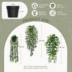 HIHADUUM 3PCS Artificial Hanging Plants with Pots, Faux Hanging Plants Indoor Outdoor, Fake Eucalyptus Vine Plants for Wall Shelf Bathroom Bedroom Living Room Balcony Home Decor