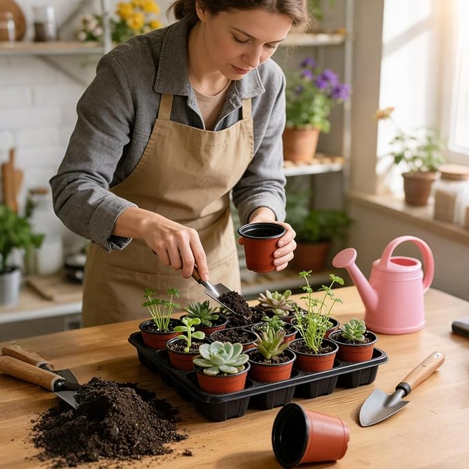 Augshy 110 Pcs 3.5 Inch Plastic Plant Pots, Nursery Pots for Succulents Seedlings, Small Plant Pots with Drainage Holes, Plastic Garden Pots for Home Gardening