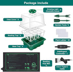 FINEST+ Seed Starter Tray with Heat Mat and Grow Light,5 Pack Seedling Starter Trays with Time Controller,Seedling Starter Tray with Adjustable Brightness,Seed Starting Kit with Adjustable Humidity
