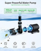 POPOSOAP Large Pond Filter Kit, 1200GPH Pond Filter with Quiet Pond Pump & 9.8FT Tube, Multiple Filtration System for for Koi Pond Garden Pond Water Clean & Clear-P2580