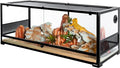 REPTI ZOO Reptile Tempered Glass Extra-Long Terrarium Habitats 48" x 18" x 18" Reptile Amphibians Large Enclosure for Snake/Bearded Dragon/Lizard ect.