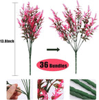 Spring Decoration, Artificial Greenery,Artificial Lavender Flowers Outdoors Fake Shrubs Greenery Plants Indoor UV Resistant Plastic Faux Bouquets for Outdoor Home Garden Porch Decoration(Pink)