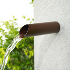 1.2 Inch 316 Stainless Steel Round Waterfall Spout Scupper, Outdoor Spillway Water Fountain Landscape Decor for Pools, Ponds, Water Walls, Overall Length 8 Inch (Matt Brown)