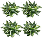 12PCS Artificial Tropical Green Plants – 15.75" Fake Hostas Outdoor Artificial Plants, UV Resistant, Faux Green Leaf Stems for Porch, Patio, Balcony, Garden Planter or Indoor Décor
