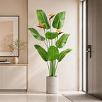 5FT Artificial Bird of Paradise Plant with Flowers, Tall Tropical Fake Plant Indoor, Large Artificial Plant for Living Room, Office Decor, Faux Floor Plant with Pot