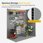 Aoxun 5x3 FT Outdoor Storage Shed, Plastic Resin Garden Shed with Floor for Patio, Lawn, Outdoor Storage Cabinet with Lockable Door for Bike, Tools, Garbage Can, Grey