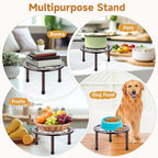 Amaoot 5 Pack Metal Plant Stand, Anti-Rust Iron Plant Stands for Indoor and Outdoor, Heavy Duty Flower Pot Stands for Multiple Plant, Black Potted Plant Holder for Garden Home (5 Pack Brown)