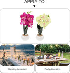 COHEALI Artificial Phalaenopsis Flowers Bonsai 2pcs, Realistic Simulation Butterfly Orchid Desk Decor with Green and Purple White Flower Arrangements for Living Room and Home Decoration