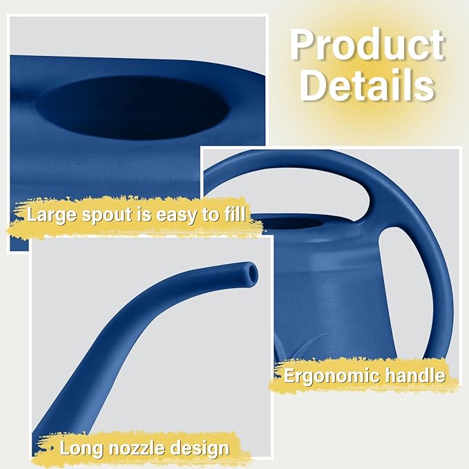 Watering Can - for Home Plant Garden - 1 Gallon - Blue