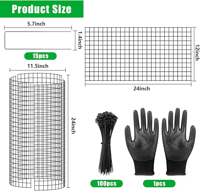 5 Pack Plant Protector from Animals, 24x12 inch Wire Plant Cages Mesh Plant Cage Garden Plant Protector, Sturdy Bunny Barricades Chicken Wire Cloche Plant Protectors for Keeping Bunny Animals Out
