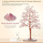 Hopeseed Rose Quartz Chakra Crystal Tree of Life Handmade Bonsai Healing Crystals Tree for Home, Desk, Living Room, Office Decor for Positive Energy, Good Luck Birthday Gift for Women, Mom, Men