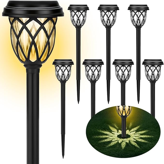 Solar Lights Outdoor 8 Pack Solar Garden Lights Waterproof IP65 Solar Landscape Lights Solar Pathway Lights for Patio, Yard, Driveway Decoration (Warm White
