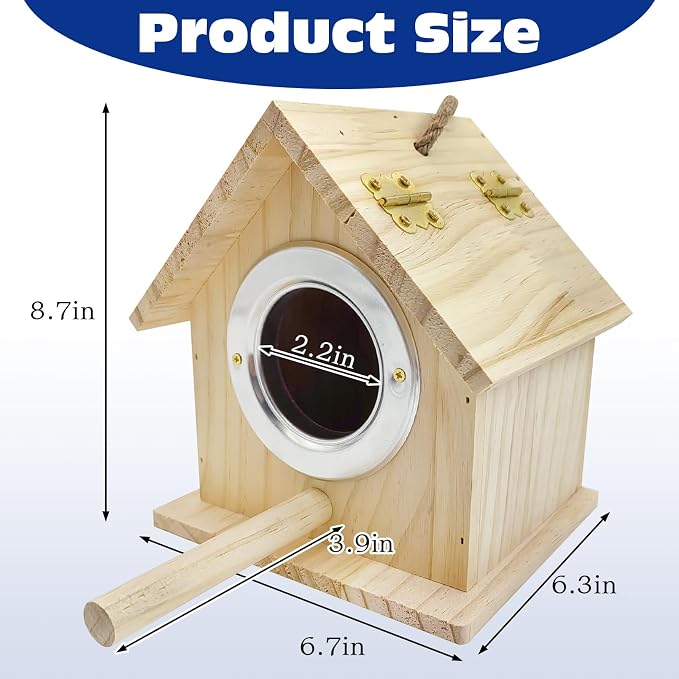 Tfwadmx Wooden Bird House for Outside Hanging Birdhouse Clearance Nests Box Garden Patio DIY Decorative for Wren Swallow Sparrow Hummingbird Finch Throstle (L)