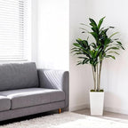 Artificial Dracaena Tree 5FT with White Tall Planter - Faux Tree Tall Fake Floor Plant in Pot-Artificial Plants Indoor for Home Office Living Room Décor (Dracaena 5ft)