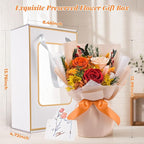 Gnifot Preserved Flowers Bouquet, Flowers for Delivery,Handmade Orange Rose Bouquets Lasting 3-5 Years, Luxury Gift Box,Birthday Flowers Gifts for Women Mom Grandma Wife Friends