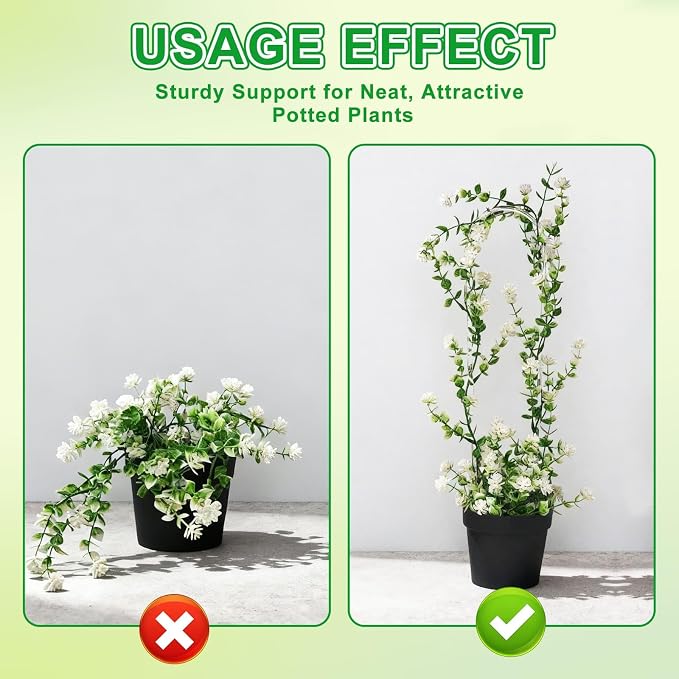 6 Pack Plant Trellis for Hoya Pothos, 3 U-Shaped & 3 Round Indoor Plant Trellis, Rustproof Acrylic Climbing Plant Support for Vines Flowers Potted Plants