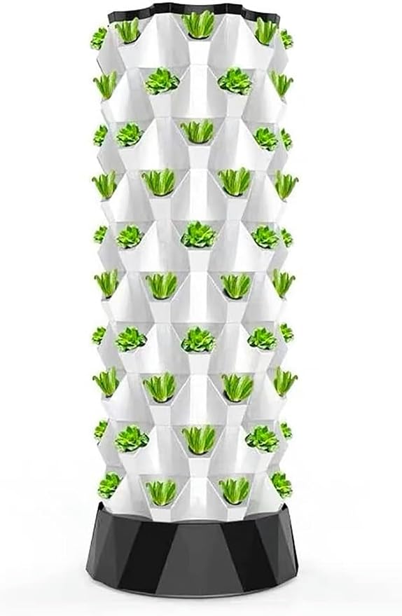 FLTRGO Hydroponics Tower, Garden Tower Aeroponics Growing Kit Aquaponics Grow System for Herbs, Fruits and Vegetables with Hydrating Pump, Timer, Adapter, Seeding Bed Net Pots