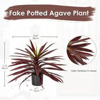 Briful Large Fake Agave Plant 17.3 Inch Red Artificial Yucca Potted Plants Outdoor Faux Agave Plants for Home Room Office Garden Front Porch Patio Decoration