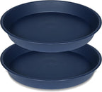 2 Pack of 8 inch Plant Saucer Clear, Heavy Duty Plastic Plant Water Tray 8 inch Round, Flower Plant Saucers for Indoors No Holes, Plant Dishes Saucer for Planter 7"/8" (8", Blue)