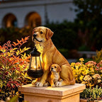 Garden Dog Statues Outdoor Decor, Solar Lights Outdoor Labrador Figurine Solar Dog Ornaments for Patio, Lawn, Yard Art Decoration, Housewarming Garden Gifts for Mom