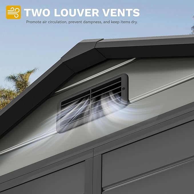 DWVO 6x4 FT Outdoor Storage Shed with Reinforced Floor, Resin Storage Shed with Lockable Door, Window and Vents, Waterproof Plastic Tool Storage for Garden Patio Backyard