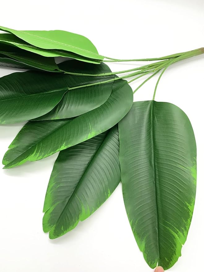 Fake Bird of Paradise Plant Artificial Banana Tree 30 Inch 2 Pack, Tropical Monstera Plants Big Leaves Faux Palm Leaf Greenery Shrubs Indoor Outdoor Home Garden Office Farmhouse Verandah Wedding Decor