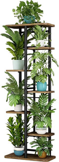 LINZINAR Plant Stand 7 Tier 8 Potted Multiple Flower Pot Holder Shelf Indoor Outdoor Planter Rack Storage Organizer for Patio Garden Corner Balcony Living Room (Black, 7 Tier)