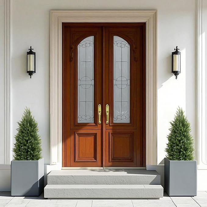 3ft Tall Artificial Cedar Trees for Outdoors Set of 2, UV Resistant Fake Plants Faux Topiary for Front Porch Decor 3 Feet