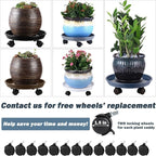 6 Packs Plant Caddy with Wheels 11.8" Plastic Rolling Plant Dolly Coasters Heavy-duty Wheeled Planter Mover Rollers Indoor Outdoor Wheeled Flower Pot Base Suacers with Casters, Black