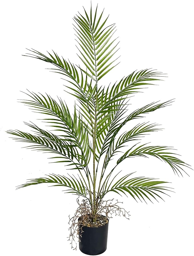 3FT Large Artificial Plants in Pot Fake Palm Tree with Black Tall Planter, Faux Tropical Areca Floor Plant, Silk Plant for Home Office Green Porch Garden Outdoor Living Room Decor Indoor