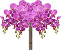 4 Pcs Artificial Orchid Flowers 9 Large Heads of Real Touch Vivid Phalaenopsis Orchid Flower Stem 36'' Tall, Artificial Flowers Branches for Home Decor, Office House Decoration-Purple Phalaenopsis
